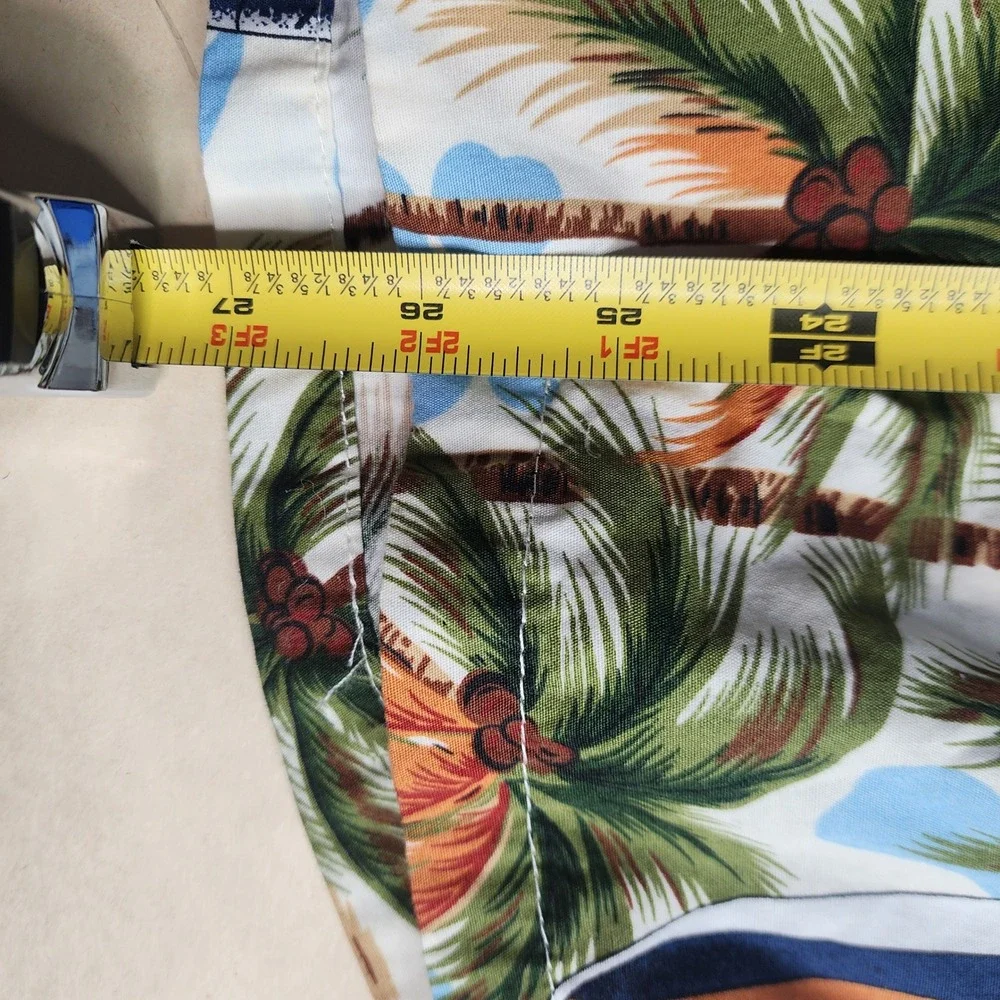Aloha Republic Mens Small Hawaiian Shirt‎ Surfboard Palm Tree Cotton Made in USA